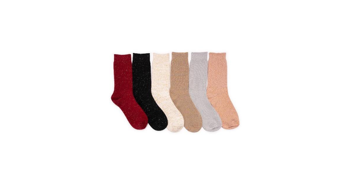 Women's Microfiber Boot Socks (6 Pack) - Lurex/waffle