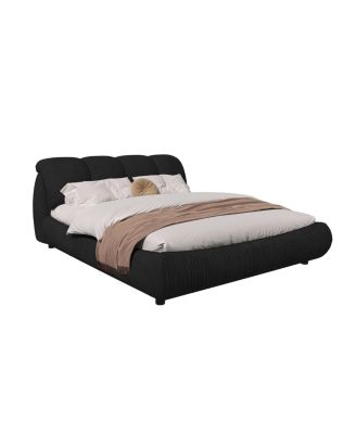 Queen Upholstered Platform Bed with Padded Backrest
