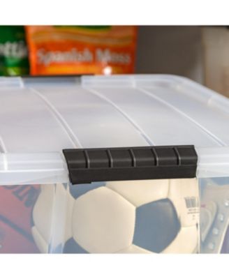IRIS USA, 60 Quart Stack &amp; Pull Plastic Storage Box with Buckles and Lid, Clear