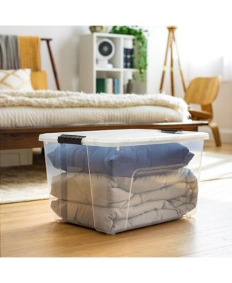 IRIS USA, 60 Quart Stack &amp; Pull Plastic Storage Box with Buckles and Lid, Clear