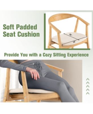 Bamboo Accent Chair with Armrest and Curved Backrest-Natural