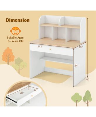 31.5&amp;#x22; Engineered Wood Kids Study Desk with Hutch, Drawer &amp; Rounded Corners &amp;#x2013; Children&#39;s Writing Table