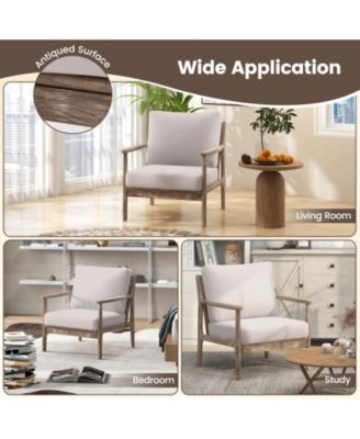 Modern Accent Chair with Solid Rubber Wood Armrests