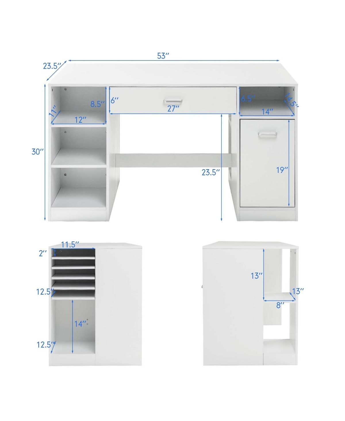 Skonyon Sewing Craft Table Home Office Computer Desk with Storage Shelves and Drawer