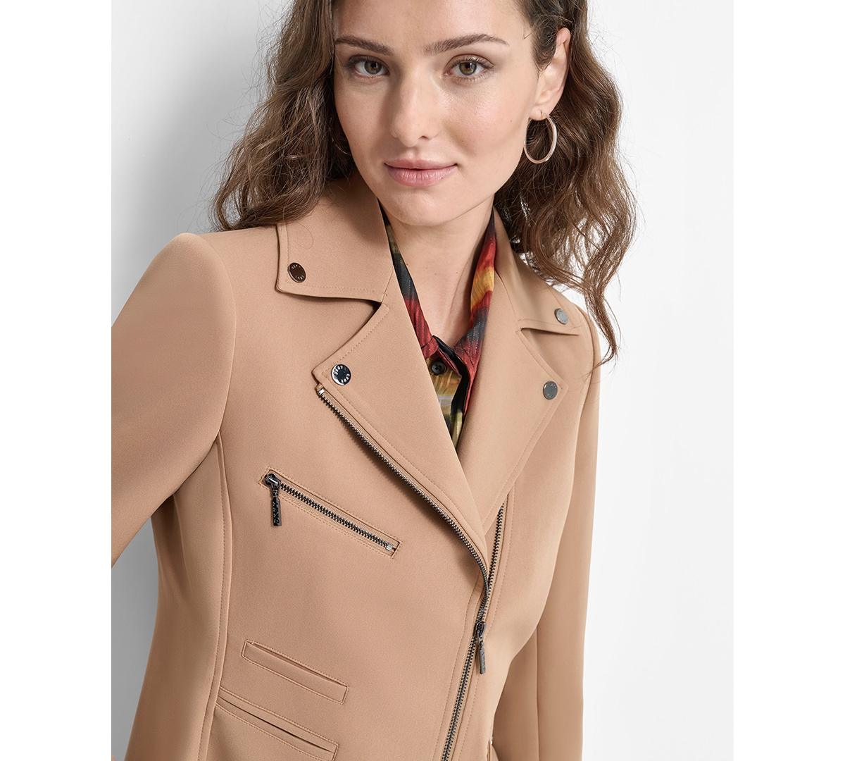 Dkny Petite Studded Asymmetric Moto Jacket