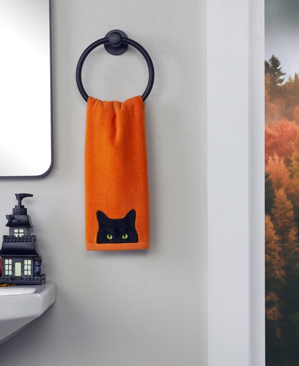 Skl Home Shadow Eyes Cotton 2 Piece Hand Towel, 16" X 25" In Orange