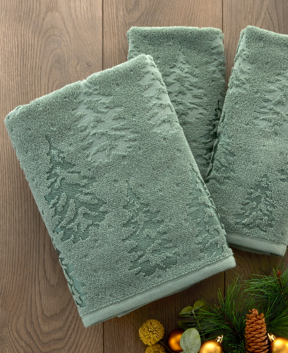 Skl Home Wispy Trees Jacquard Cotton 2 Piece Hand Towel, 16" X 26" In Sage