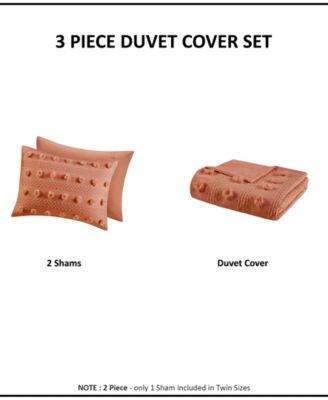 Lucy Clip Jacquard 3-Piece Duvet Cover Set, Full/Queen