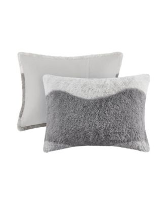 Cassie Ombre Shaggy Faux Fur 3 Piece Comforter Set, Full/Queen