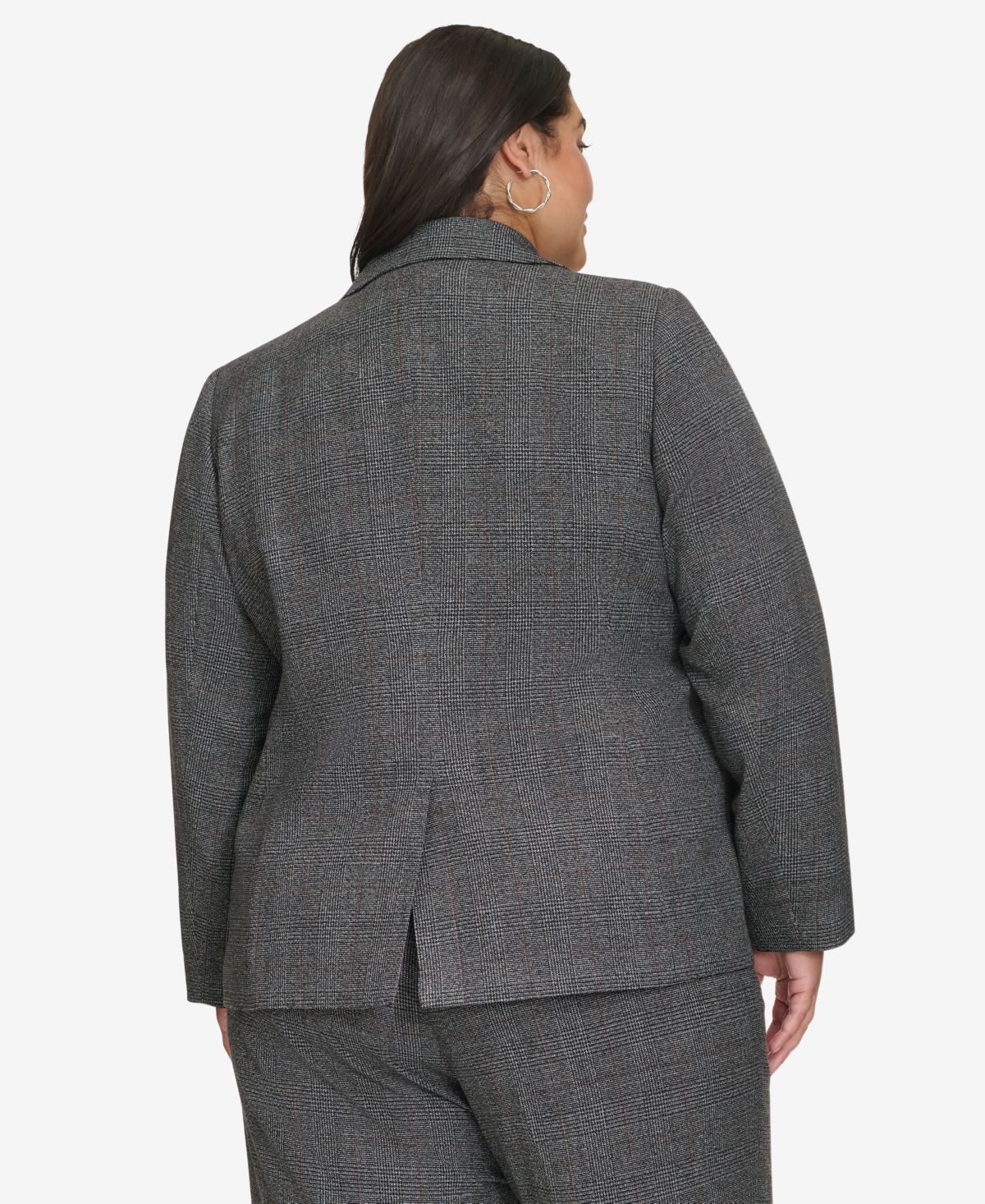 CALVIN KLEIN PLUS SIZE SINGLE-BUTTON PADDED-SHOULDER BLAZER 