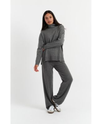 Women's Wool & Cashmere Wide Leg Track Pant
