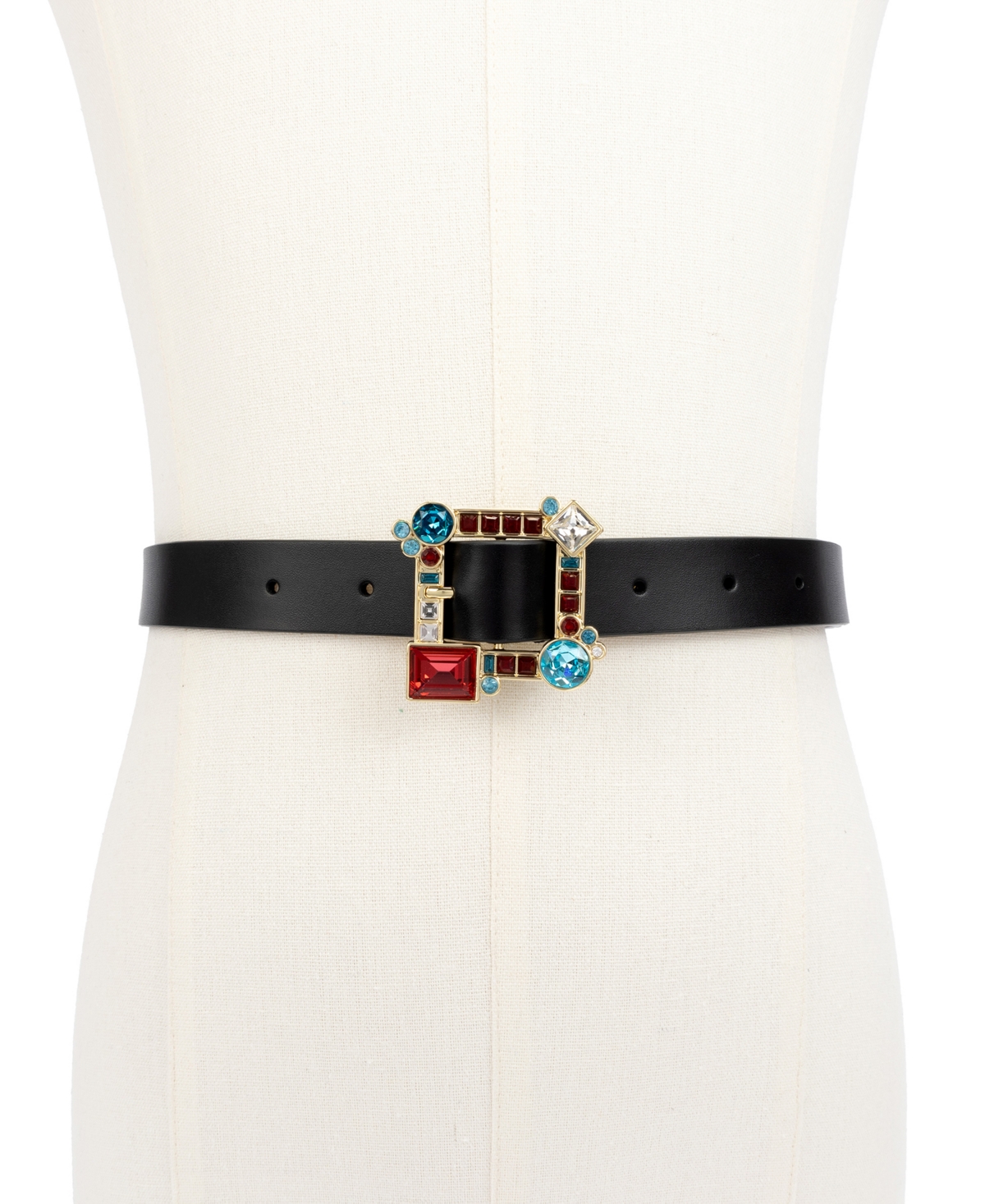 Kate Spade New York Women's 25mm Crystal Buckle Belt - Black Multi-Color
