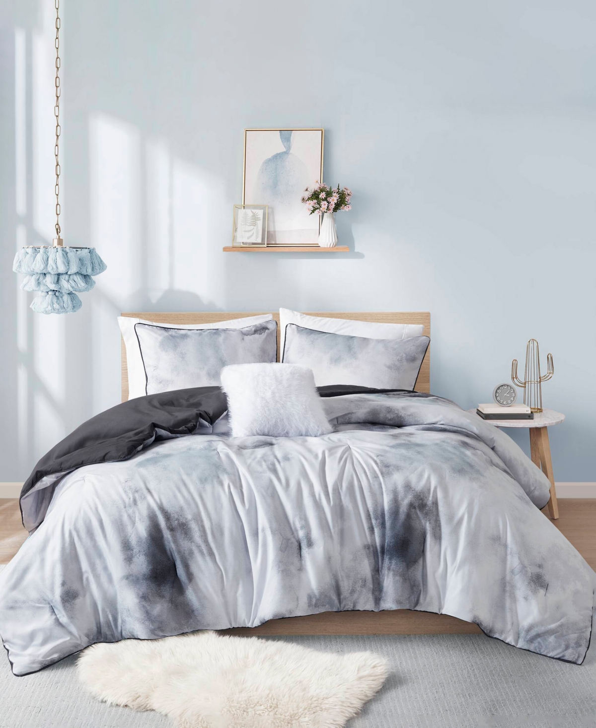 Intelligent Design Cassiopeia Watercolor Tie Dye 4-pc. Comforter Set, Full/queen In Charcoal