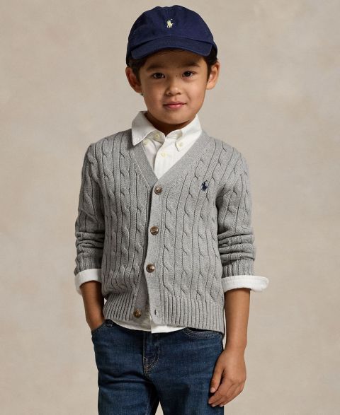 Кардиган Polo Ralph Lauren Cable-Knit Cotton V-Neck Cardigan Sweater для мальчиков, цвет: Меланжевый