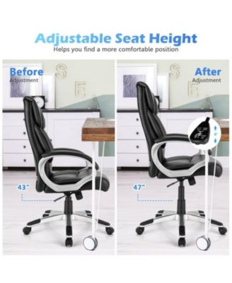 Big and Tall Adjustable High Back Leather Executive Computer Desk Chair