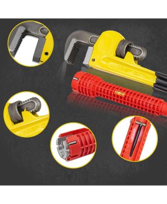 Heavy Duty Adjustable Pipe Wrench Set with Bag