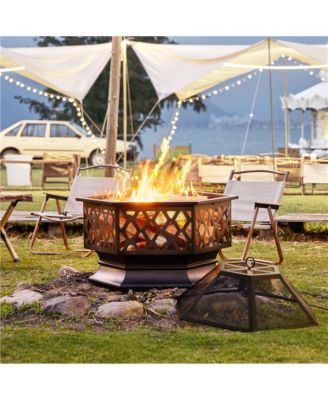 24in Heavy Duty Fire Pit for Outdoor Patio Backyard