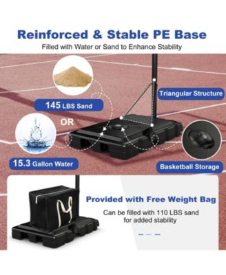 Portable Basketball Hoop with 4.6 to 10 Feet 10-Level Height Adjustable