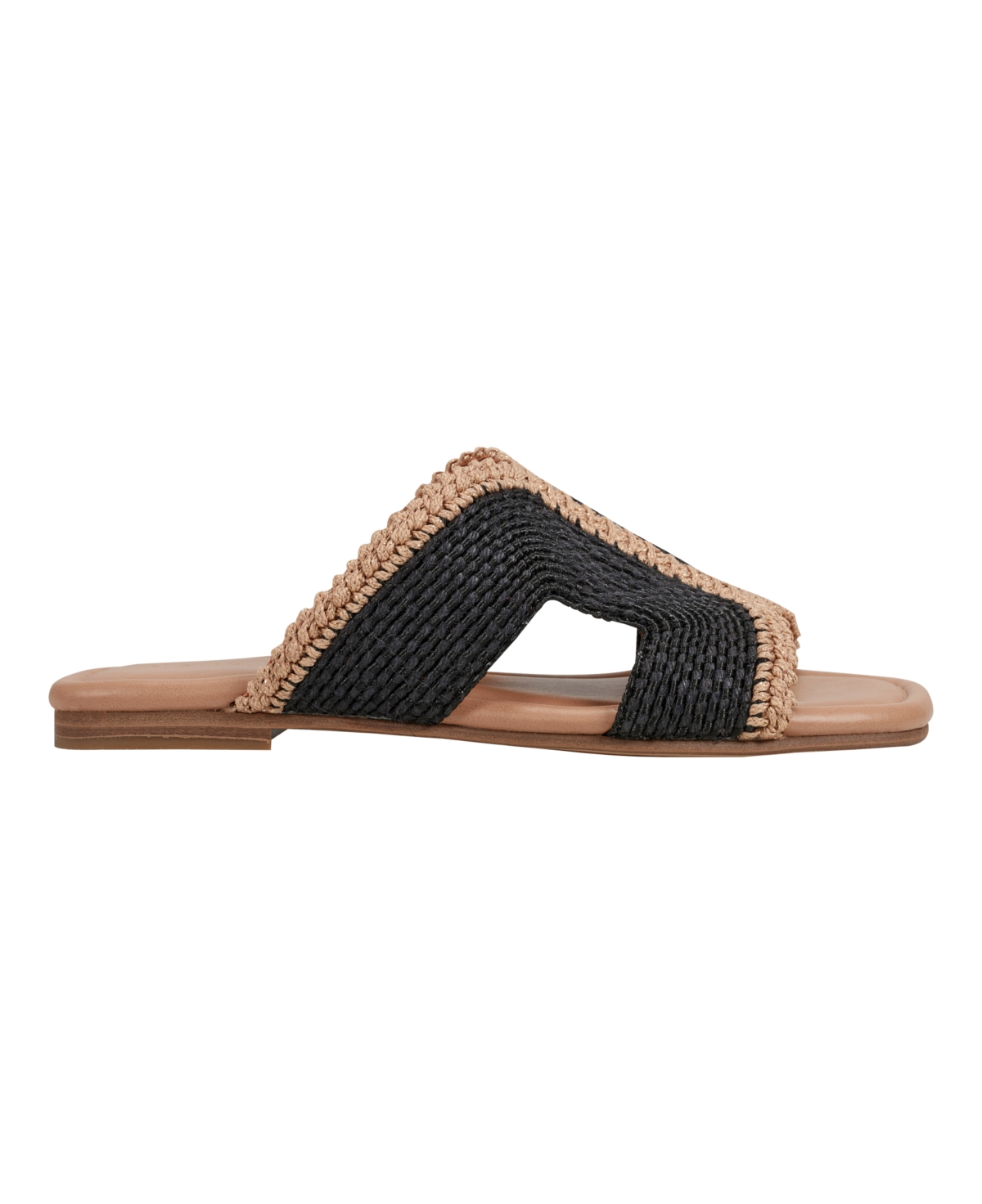 Marc Fisher Ltd Women's Nashie Slip On Square Toe Flat Sandals -Natural