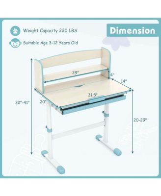 Kids Study Desk with 7-Level Tiltable Desktop Adjustable Height Pull Out Drawer
