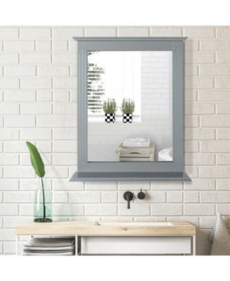 Wall-Mounted Multipurpose Vanity Mirror with Shelf-Gray