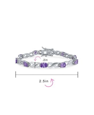 9CT Clear  Oval CZ Alternating Romantic Love Knot Symbol Infinity Tennis Bracelet Sterling Silver