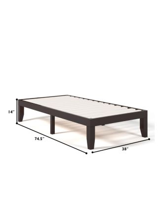14'' Twin Size Wooden Platform Bed Frame w/ Strong Slat Support Espresso