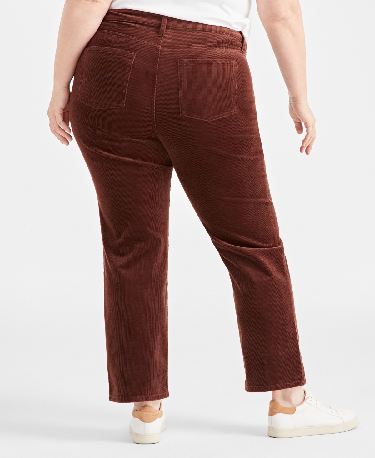 Style & Co Plus Size High-rise Straight-leg Corduroy Pants, Created For Macy's In Grand Brown