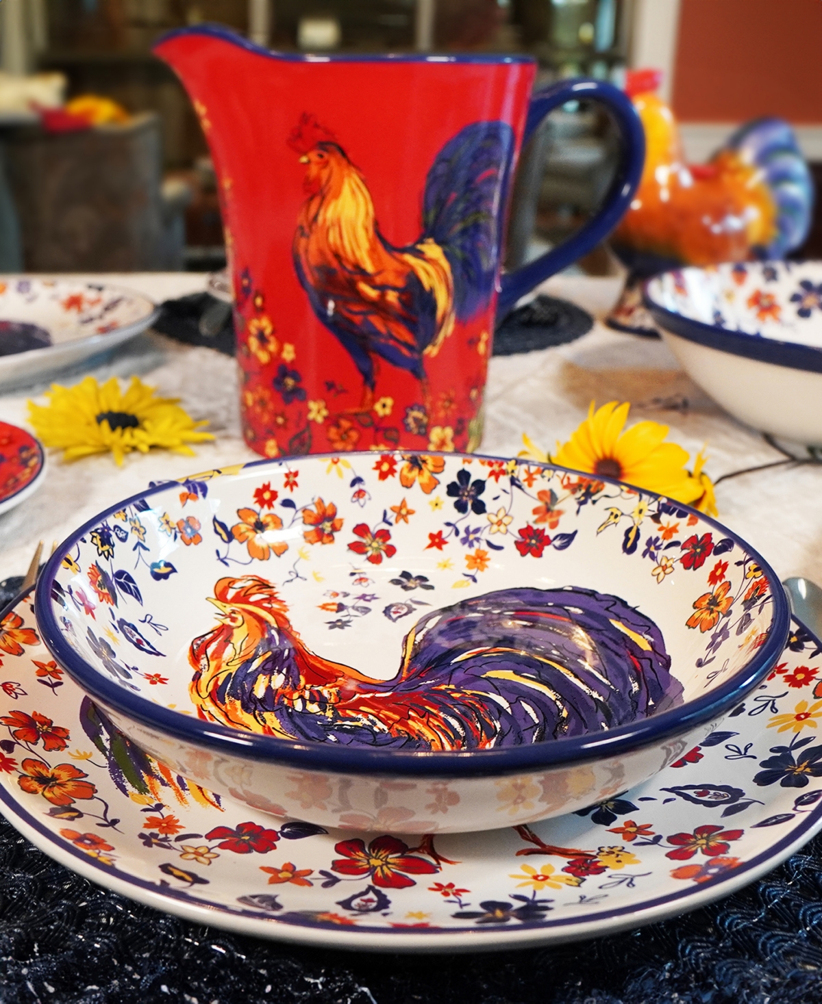 Certified International Morning Rooster Set Of 4 Soup Bowls In Miscellaneous