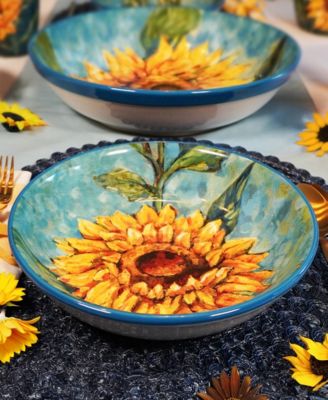 Golden Sunflowers Set of 4 Soup Bowls