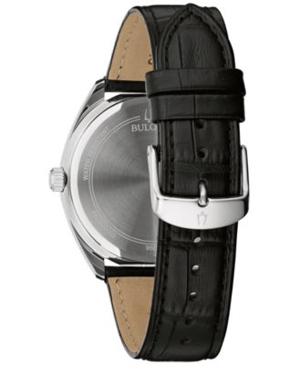 Men's Black Leather Strap Watch 42mm