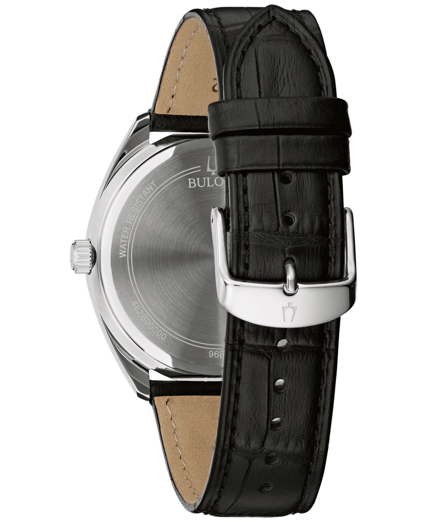 Мужские часы Bulova Black Leather Strap Watch 42mm — фото 3