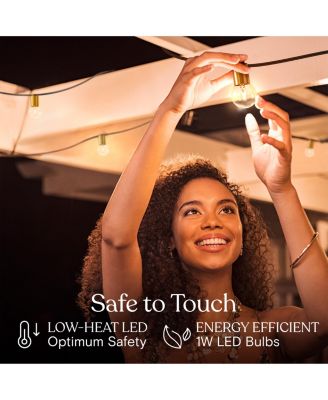 Glow Globe 28 ft Weatherproof LED Outdoor Plug-In String Lights with Brass Hardware