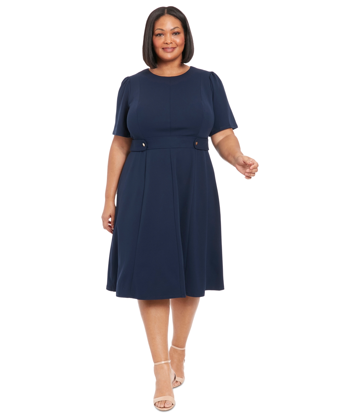 Plus Size Fit & Flare Scuba Crepe Midi Dress - Rose Red