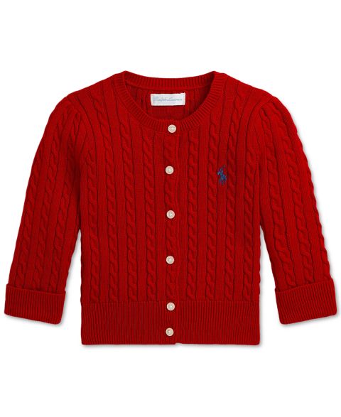 Кардиган Polo Ralph Lauren Cable-Knit Cotton Cardigan для девочек-малышей, цвет: Красный / Тёмно-синий