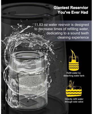 Powerful Cordless 350ML Water Dental Flosser Portable OLED Display Oral Irrigator with 5 Pressure Modes 8 Replaceable Jet Tips and Storage Bag for Home Travel Use