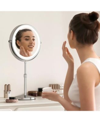 Lighted Makeup Mirror with 10X Magnification, 3 Color Modes & Adjustable Brightness, Double-Sided Vanity Mirror with LED Lights