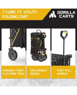 7 Cu Ft Collapsible Outdoor Utility Wagon,Oversize Bed, Black