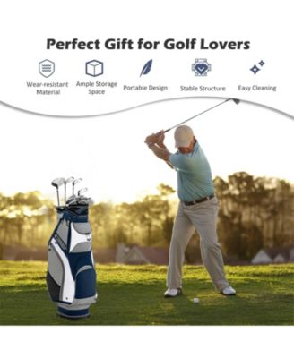 10.5 Inch Golf Stand Bag with 14 Way Dividers and 7 Zippered Pockets-Navy