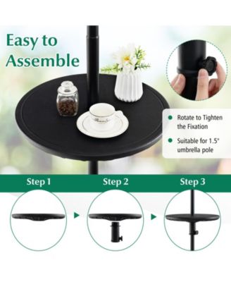 20 Inches Outdoor Adjustable Umbrella Table with 1.5 Inches Umbrella Hole
