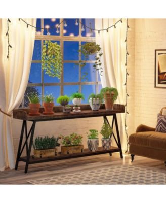 70.87 inch Extra Long Console Table Behind Couch, Rustic Industrial Sofa Table for Living Room, Narrow Entryway Hallway Long Bar Table