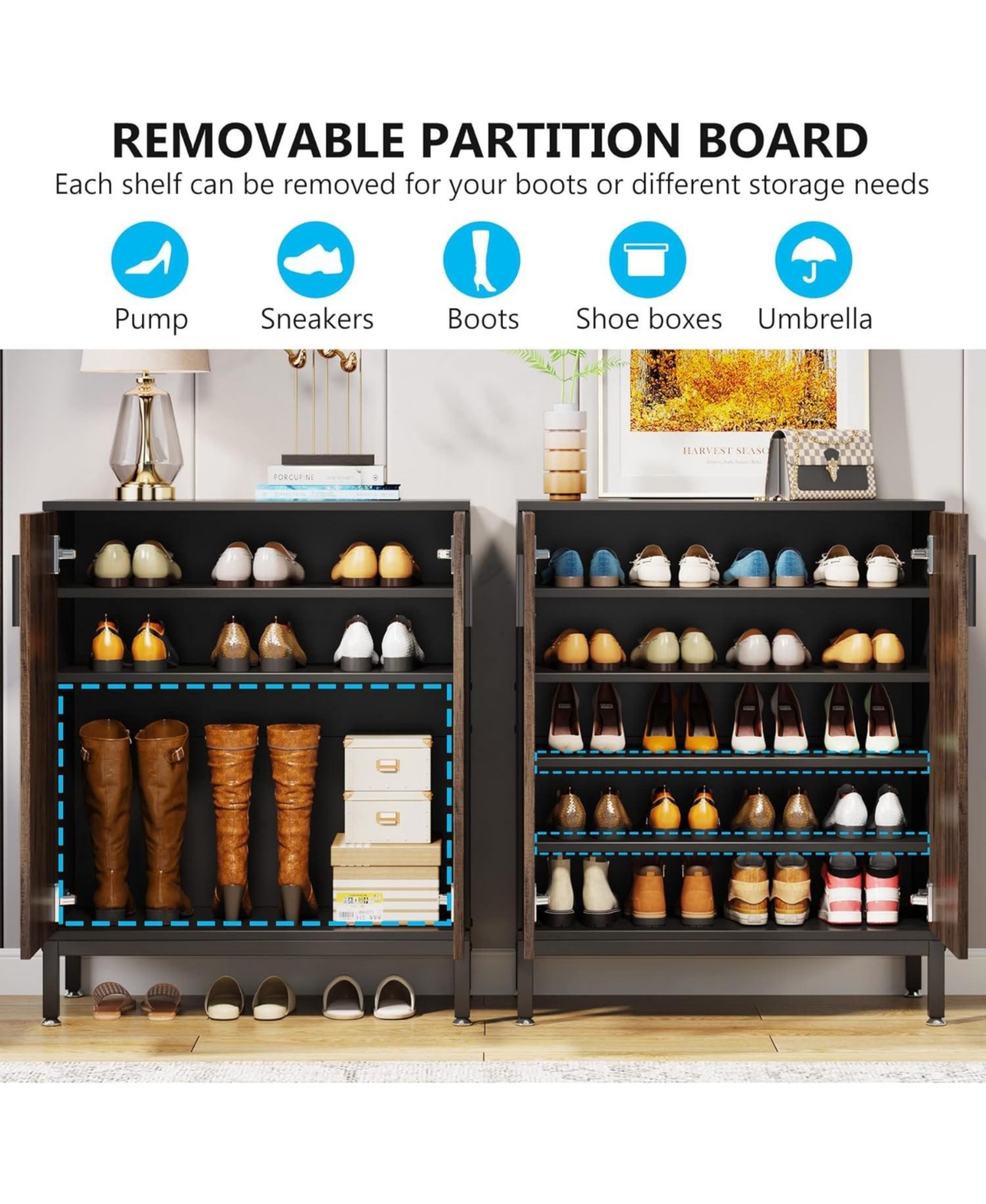 Tribesigns Shoe Cabinet with Doors, 20 Pairs Entryway Shoe Storage Cabinet with Shelves, 5-Tier Modern Free Standing Shoe Racks Storage Organizer for