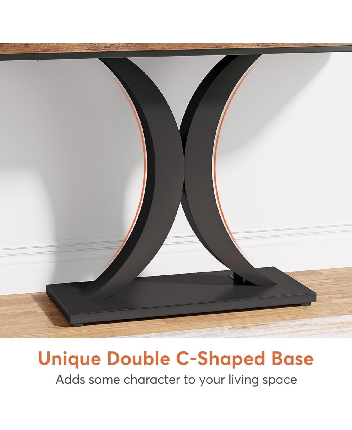 Tribesigns Modern Gold Console Table, inch Narrow Entryway Foyer Table with Geometric Base, Rustic Hallway Accent Table for Living Room, Entrance