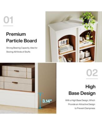 70.9" Tall Narrow Bookcase Set of 2, 5-Tier Cube Bookshelf with Storage, Modern Slim Corner Display Shelves for Home Office & Living Room