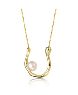 14K Gold Plated with Genuine Freshwater Pearl “U” Necklace