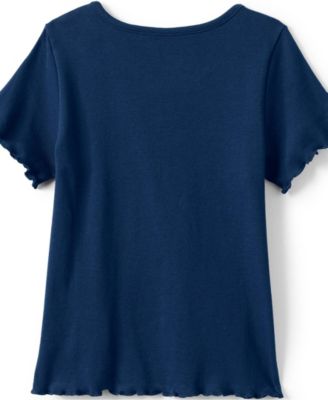 Girls Short Sleeve Ribbed Henley T-Shirt