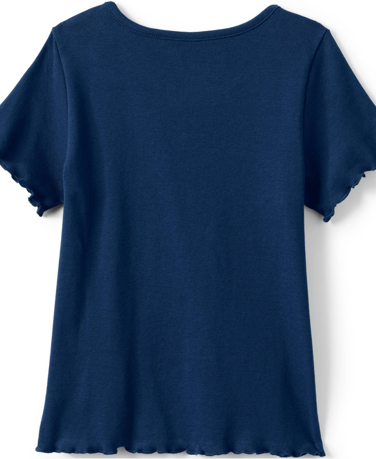 Lands' End Girls Short Sleeve Ribbed Henley T-Shirt