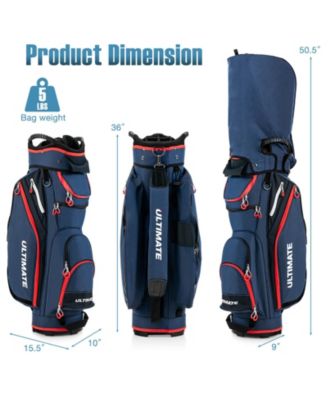 9.5 Inch Golf Cart Bag with 14 Way Dividers Top Organizer-Black