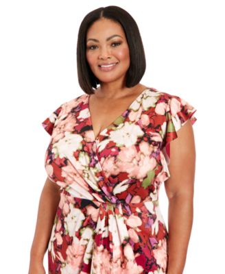 Plus Size Floral Cascade Sheath Dress