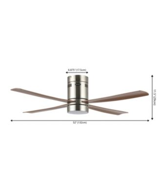 Theo 52" 1-Light Contemporary Minimalist Iron/Acrylic Mobile-App/Remote-Controlled 6-Speed Integrated LED Ceiling Fan